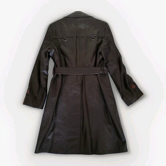 Vtg Cosa Nova Leather Trench Coat Men 36 Brown Belt Canada Quilted Remove Lining - Picture 16 of 16